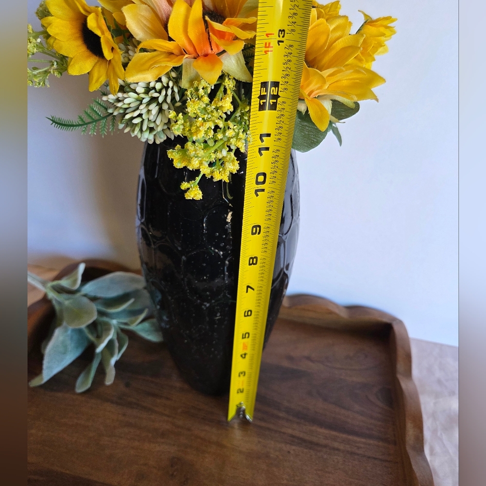 Black Painted Vintage Vase - 12" - Picture 2 of 4